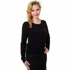 Banned Cardigan - Flamingo Punch Black