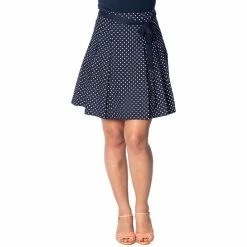 Banned Retro A-Line Skirt - Polka Dots Navy