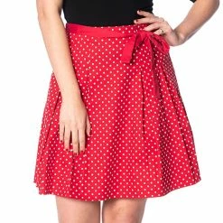 Banned Retro A-Line Skirt - Polka Dots Red