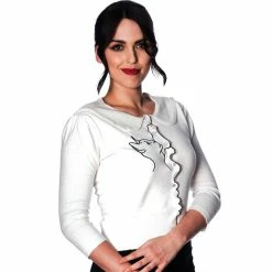 Banned Retro Cardigan - Cat Scallop White