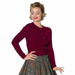 Banned Retro Cardigan - Dolly Burgundy