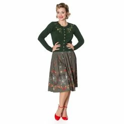 Banned Retro Cardigan - Winter Leaves Green -KILLSTAR Shop banned retro cardigan winter leaves green3