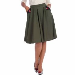 Banned Retro Circle Skirt - Foxy Khaki