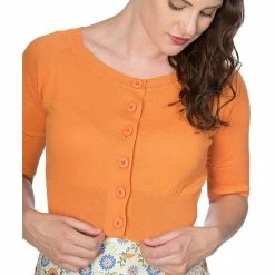 Banned Retro Crop Cardigan - Raven Orange -KILLSTAR Shop banned retro crop cardigan raven orange 13