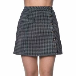 Banned Retro Mini Skirt - Bella Houndstooth Grey