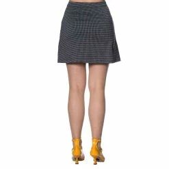 Banned Retro Mini Skirt - Bella Houndstooth Grey -KILLSTAR Shop banned retro mini skirt bella houndstooth grey4