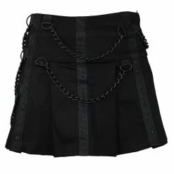 Black Pistol Denim Mini Skirt - Chain Skirt