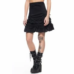 Black Pistol Mini Skirt - Volant