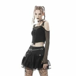 Dark In Love Mini Skirt - Safety Skulls -KILLSTAR Shop dark in love mini skirt safety skulls4