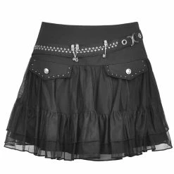 Dark In Love Mini Skirt - Safety Skulls -KILLSTAR Shop dark in love mini skirt safety skulls6