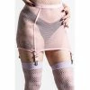Killstar Fishnet Mini Skirt - Heartbeats Pastel Pink