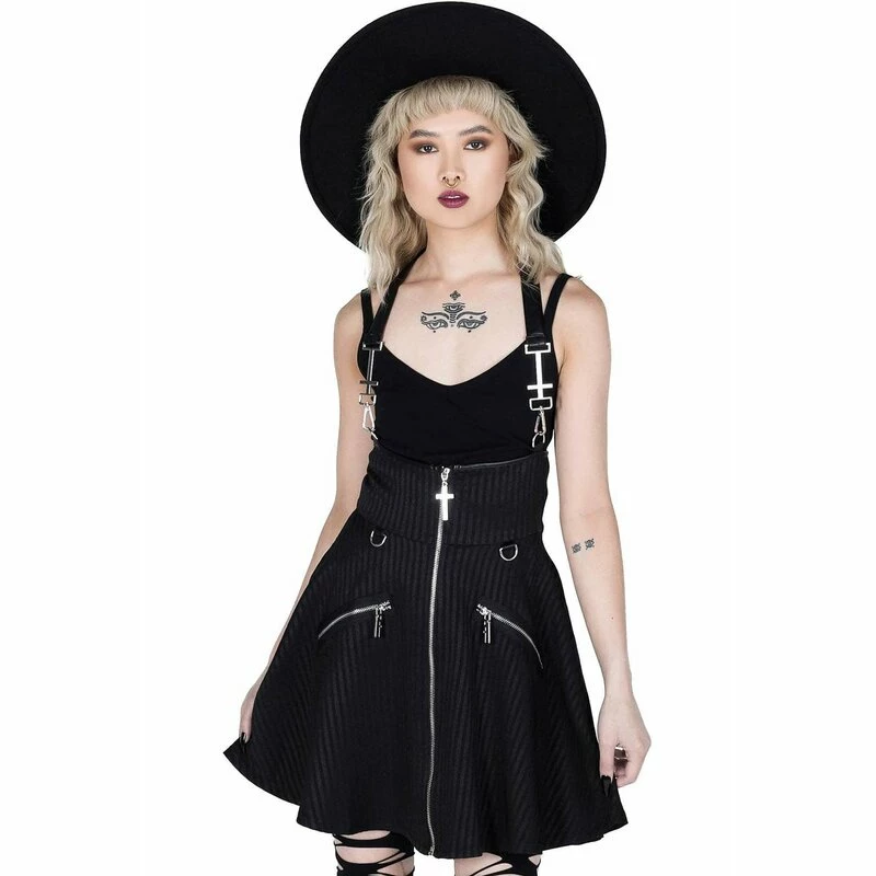 Killstar Mini Skirt - Dark Flair Pinstripe 1 Killstar Mini Skirt - Dark Flair Pinstripe