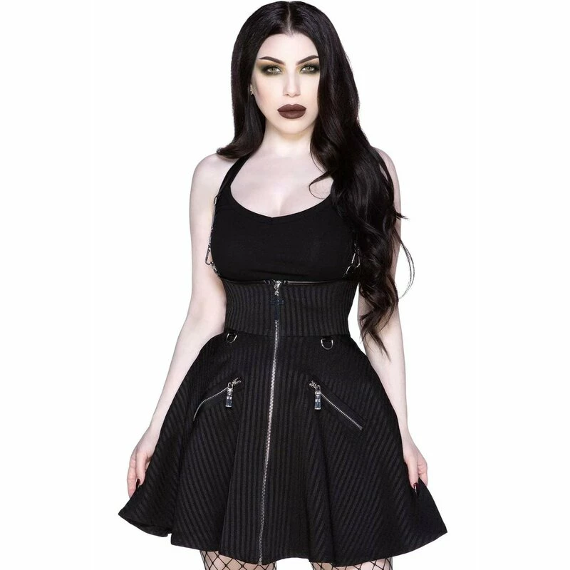 Killstar Mini Skirt - Dark Flair Pinstripe 4 Killstar Mini Skirt - Dark Flair Pinstripe - Image 4