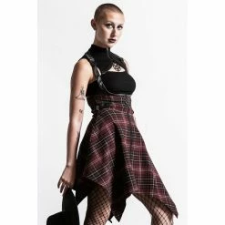 Killstar Mini Skirt - Dazed & Confused Blood Tartan -KILLSTAR Shop killstar mini skirt dazed confused blood tartan5