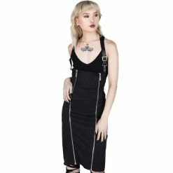 Killstar Pencil Skirt - The Devil Wears Stripes Pinstripe