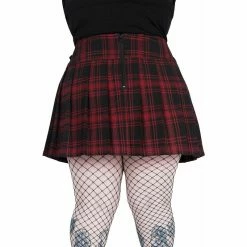 Killstar Pleated Mini Skirt - Bat Girl Tartan -KILLSTAR Shop killstar pleated mini skirt bat girl tartan4