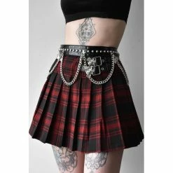 Killstar Pleated Mini Skirt - Bat Girl Tartan -KILLSTAR Shop killstar pleated mini skirt bat girl tartan5