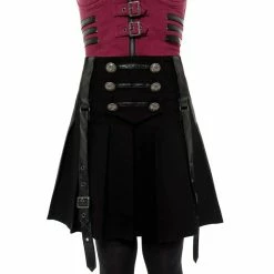Killstar Pleated Mini Skirt - Dark Academy Black