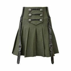 Killstar Pleated Mini Skirt - Dark Academy Khaki -KILLSTAR Shop killstar pleated mini skirt dark academy khaki4