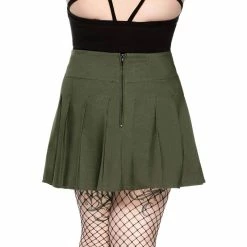 Killstar Pleated Mini Skirt - Dark Academy Khaki -KILLSTAR Shop killstar pleated mini skirt dark academy khaki6