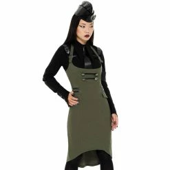 Killstar Pleated Mini Skirt - Darkwave Division Khaki