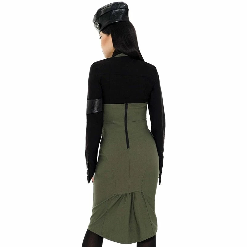 Killstar Pleated Mini Skirt - Darkwave Division Khaki 2 Killstar Pleated Mini Skirt - Darkwave Division Khaki - Image 2