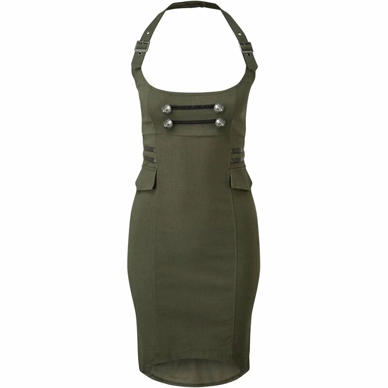 Killstar Pleated Mini Skirt - Darkwave Division Khaki 4 Killstar Pleated Mini Skirt - Darkwave Division Khaki - Image 4