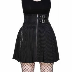 Killstar Pleated Mini Skirt - Devil In Disguise Pinstripe
