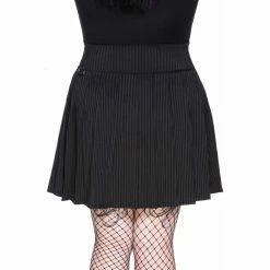 Killstar Pleated Mini Skirt - Devil In Disguise Pinstripe -KILLSTAR Shop killstar pleated mini skirt devil in disguise pinstripe4
