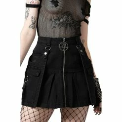 Killstar Pleated Mini Skirt - Geiger