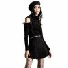 Killstar Pleated Mini Skirt - Shadows Suspender Black