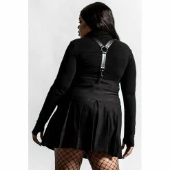 Killstar Pleated Mini Skirt - Shadows Suspender Black -KILLSTAR Shop killstar pleated mini skirt shadows suspender black4
