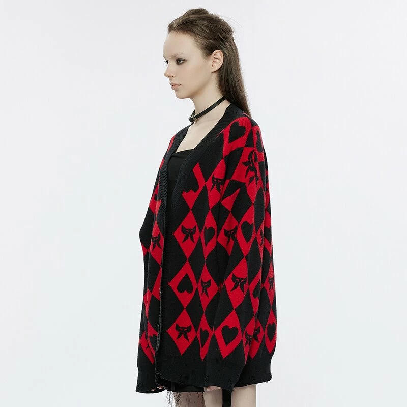 Punk Rave Cardigan - Red Diamond 2 Punk Rave Cardigan - Red Diamond - Image 2