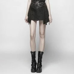 Punk Rave Denim Mini Skirt - Gothic Militia -KILLSTAR Shop punk rave denim mini skirt gothic militia4