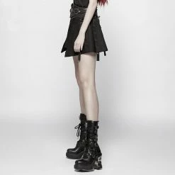 Punk Rave Denim Mini Skirt - Gothic Militia -KILLSTAR Shop punk rave denim mini skirt gothic militia5