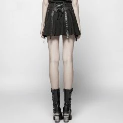 Punk Rave Denim Mini Skirt - Gothic Militia -KILLSTAR Shop punk rave denim mini skirt gothic militia6