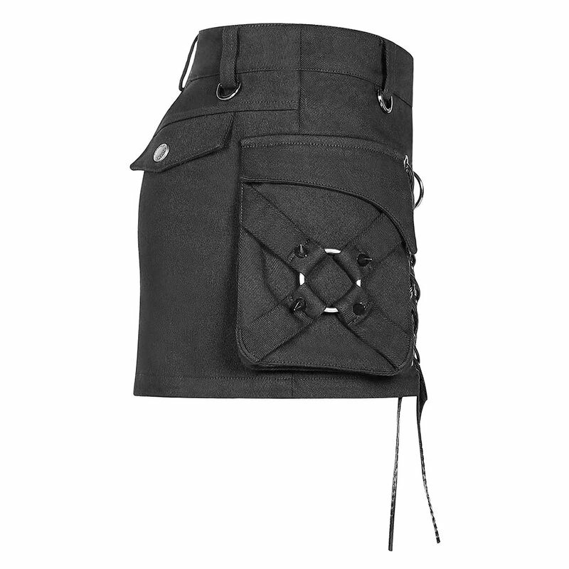 Punk Rave Denim Mini Skirt - Gothic Trooper 2 Punk Rave Denim Mini Skirt - Gothic Trooper - Image 2