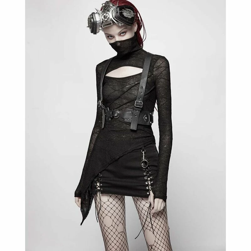 Punk Rave Denim Mini Skirt - Gothic Trooper 4 Punk Rave Denim Mini Skirt - Gothic Trooper - Image 4