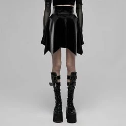 Punk Rave Faux-Leather Mini Skirt - Blackout