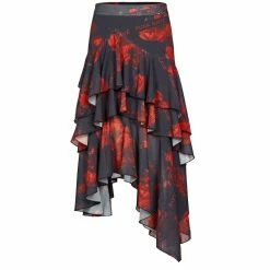 Punk Rave Flounce Skirt - Red Roses -KILLSTAR Shop punk rave flounce skirt red roses5