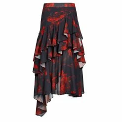 Punk Rave Flounce Skirt - Red Roses -KILLSTAR Shop punk rave flounce skirt red roses6