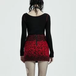 Punk Rave Mini Skirt - Blood Leopard -KILLSTAR Shop punk rave mini skirt blood leopard4