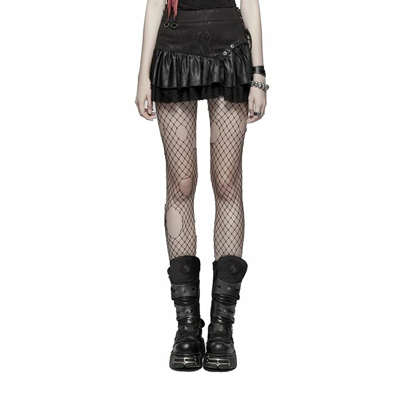 Punk Rave Mini Skirt - Norra Black 2 Punk Rave Mini Skirt - Norra Black - Image 2