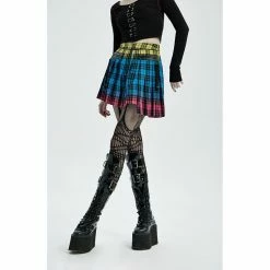 Punk Rave Mini Skirt - Primary Tartan -KILLSTAR Shop punk rave mini skirt primary tartan4