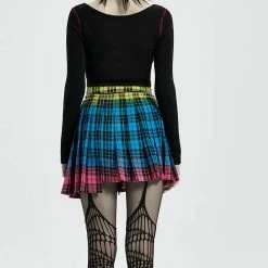 Punk Rave Mini Skirt - Primary Tartan -KILLSTAR Shop punk rave mini skirt primary tartan5
