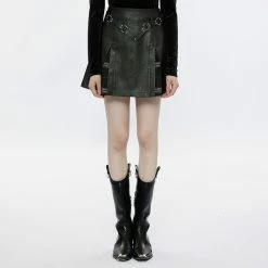 Punk Rave Mini Skirt - Withered Black