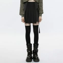 Punk Rave Pleated Mini Skirt - Rapid Descent