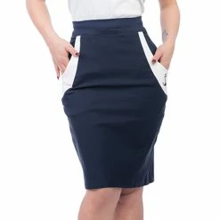 Steady Clothing High-Waist Pencil Skirt - Sail Away Navy Blue