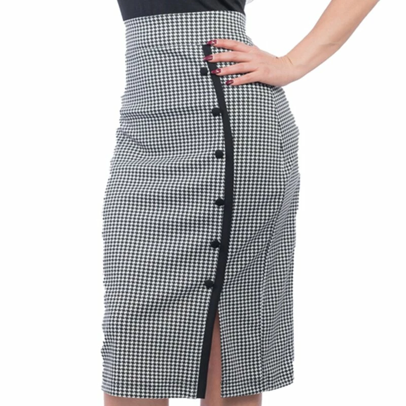 Steady Clothing High-Waist Pencil Skirt - Sarina Houndstooth 1 Steady Clothing High-Waist Pencil Skirt - Sarina Houndstooth