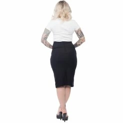 Steady Clothing High-Waist Pencil Skirt - Vivian Wiggle Black -KILLSTAR Shop steady clothing high waist pencil skirt vivian wiggle black5